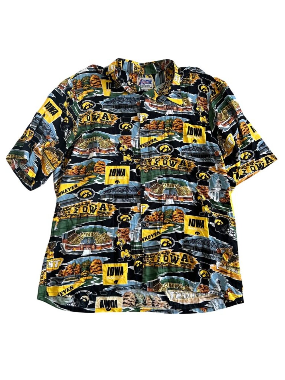 Reyn Spooner  Mens Sz XL University Of Iowa Hawkeyes Camp Shirt Sports Print